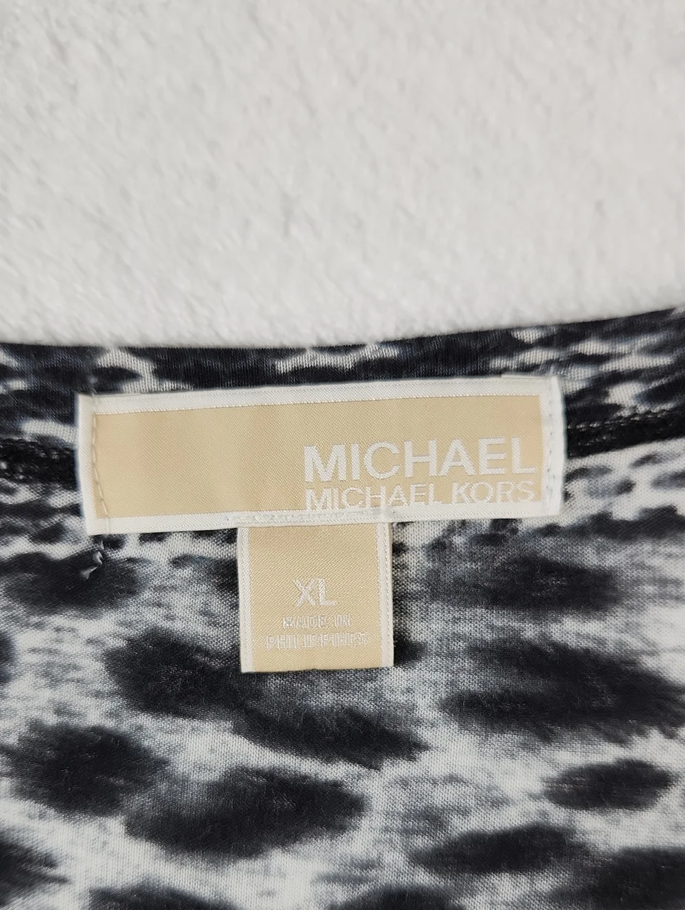 MICHAEL Michael Kors Black & White Mixed Animal & Snake Print Long Sleeve Top XL